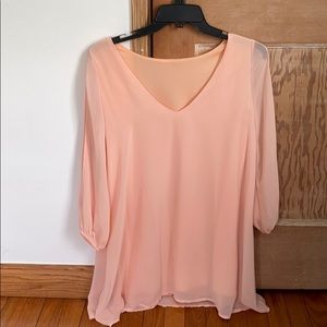 Blush chiffon long sleeve mini dress